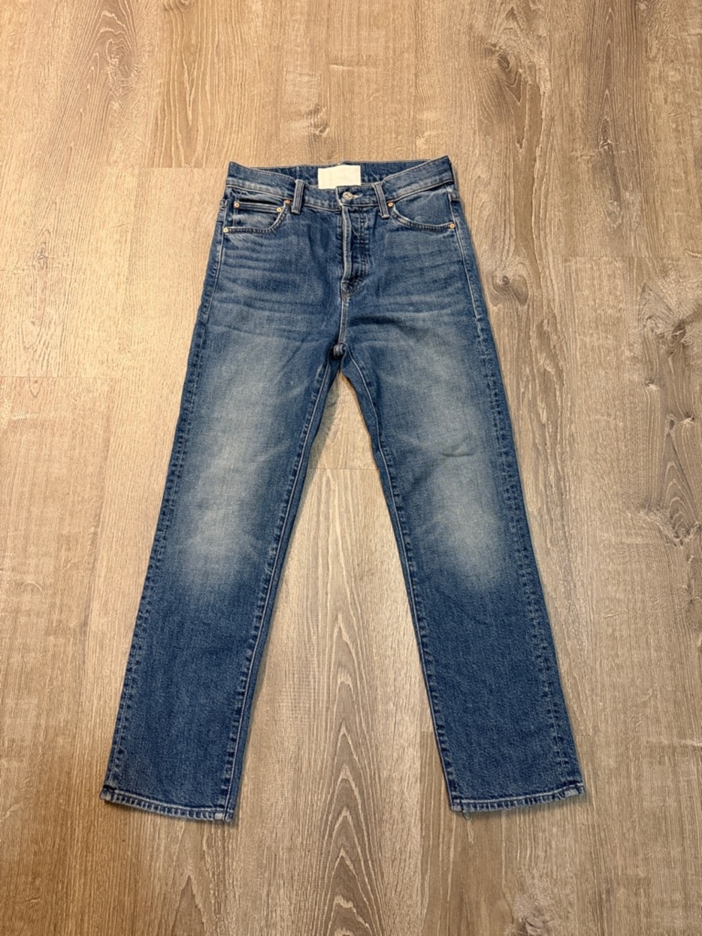 MOTHER Blue Straight Leg Jeans